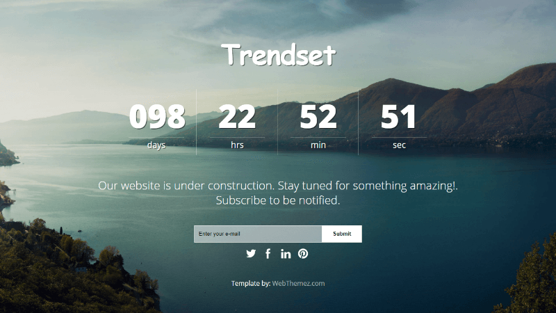 Coming Soon Responsive Web Template – Trendset