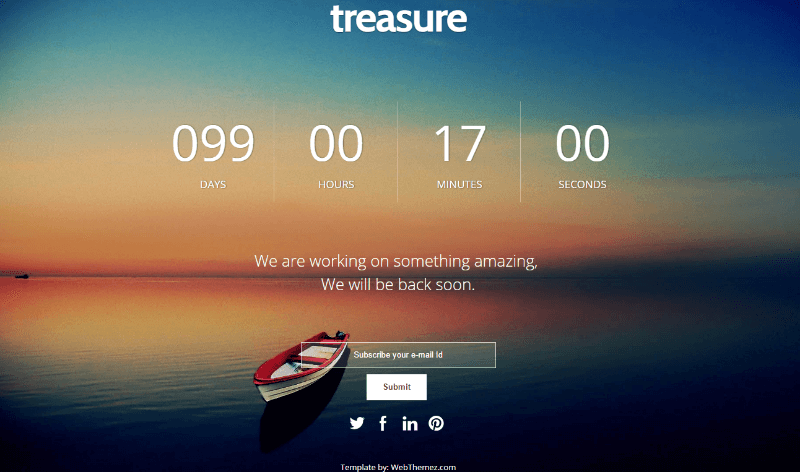 Coming Soon Responsive Web Template – Treasure