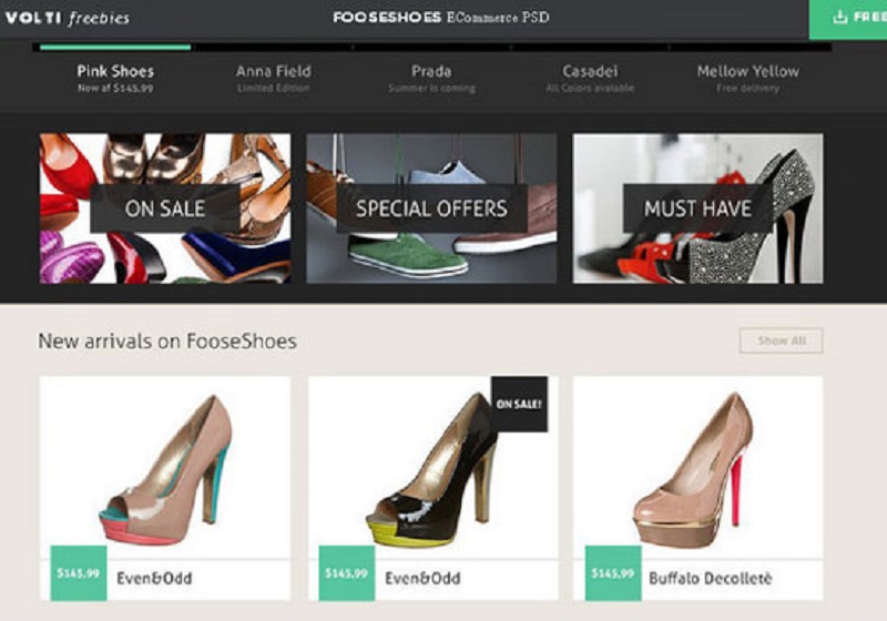 FOOSESHOES ECommerce PSD