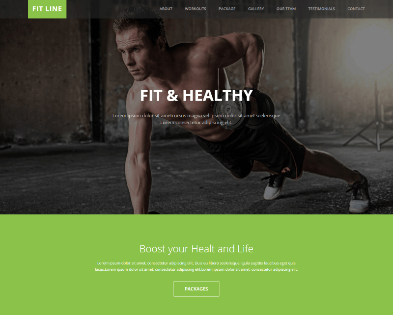 Fit Line Fitness Gym Free Bootstrap Web Template