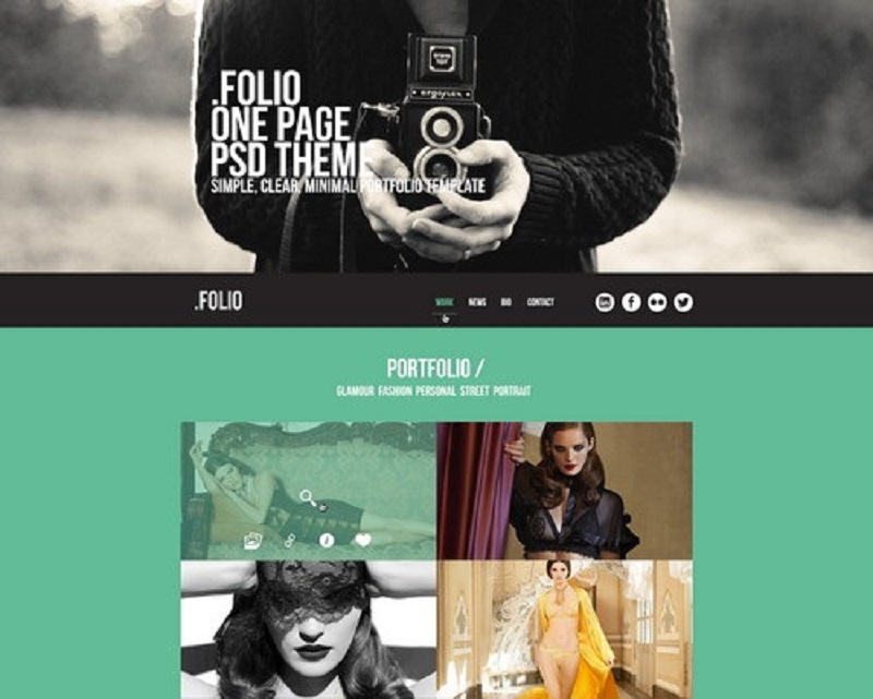 .Folio One Page PSD Theme