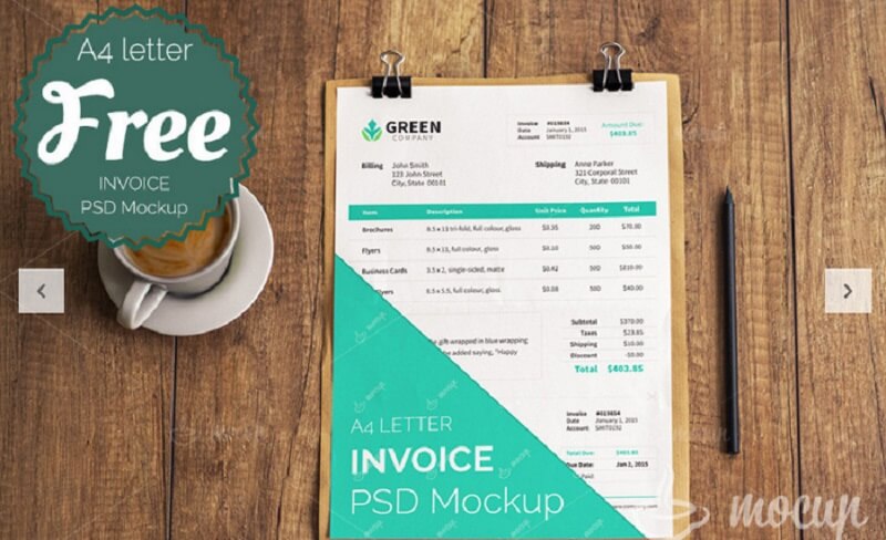 Free Invoice PSD Mockup template