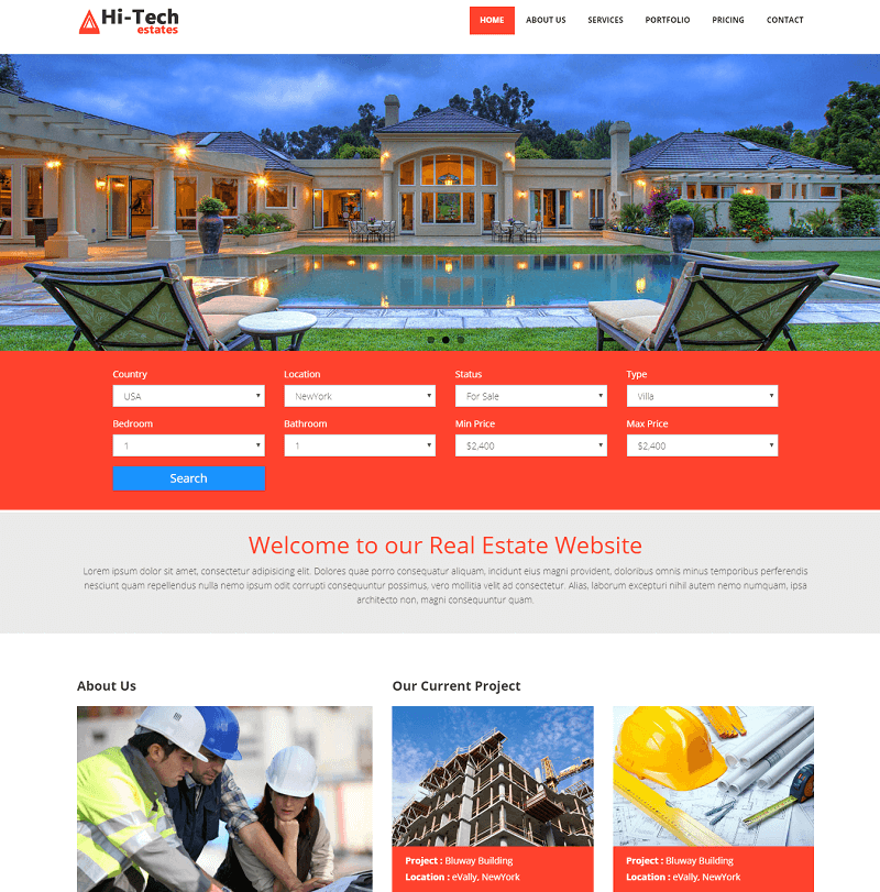 Hi-Tech Real Estate Free Bootstrap Website Template