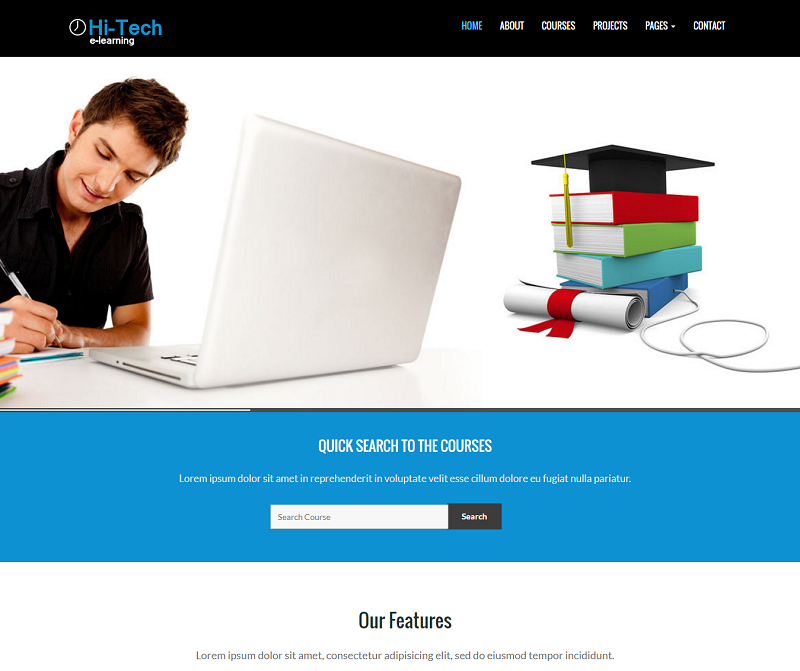 Hitech E-learning Bootstrap Website Template