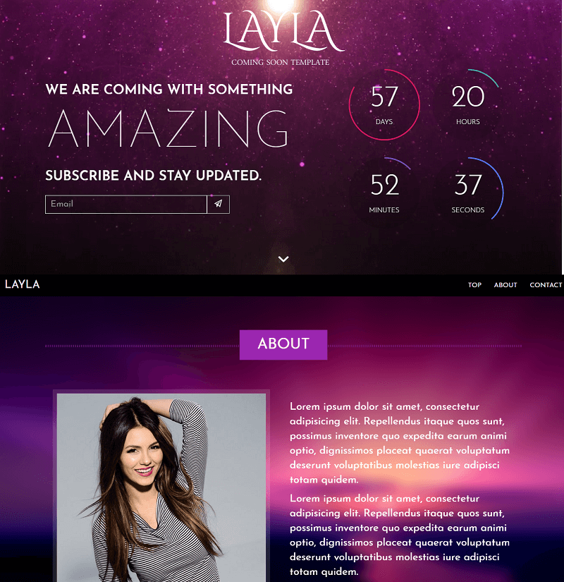 Layla – Free Responsive Coming Soon Under Construction Template