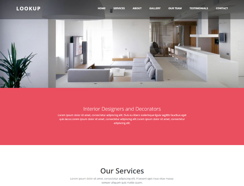 Lookup Interior Design Bootstrap Website Template