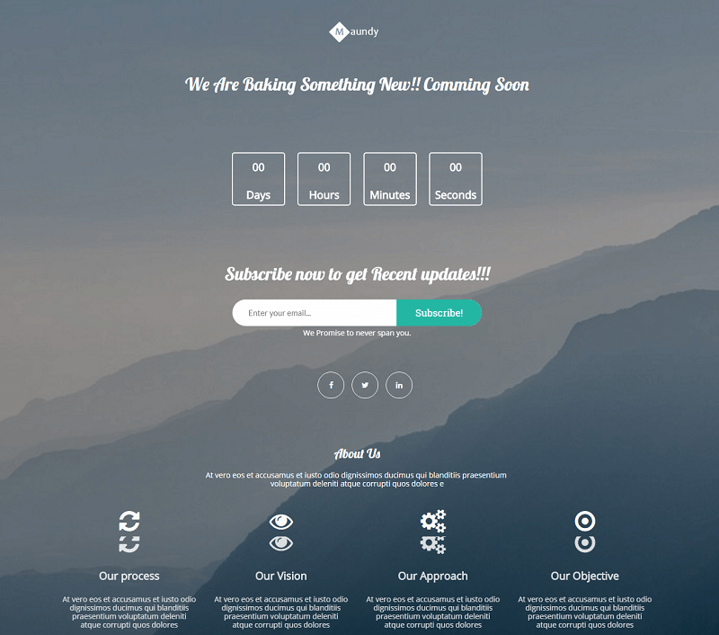 Maundy – Free Coming Soon Bootstrap Theme