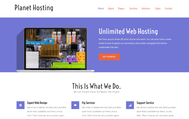 Planet Hosting a Web Hosting Flat Bootstrap Responsive Web Template