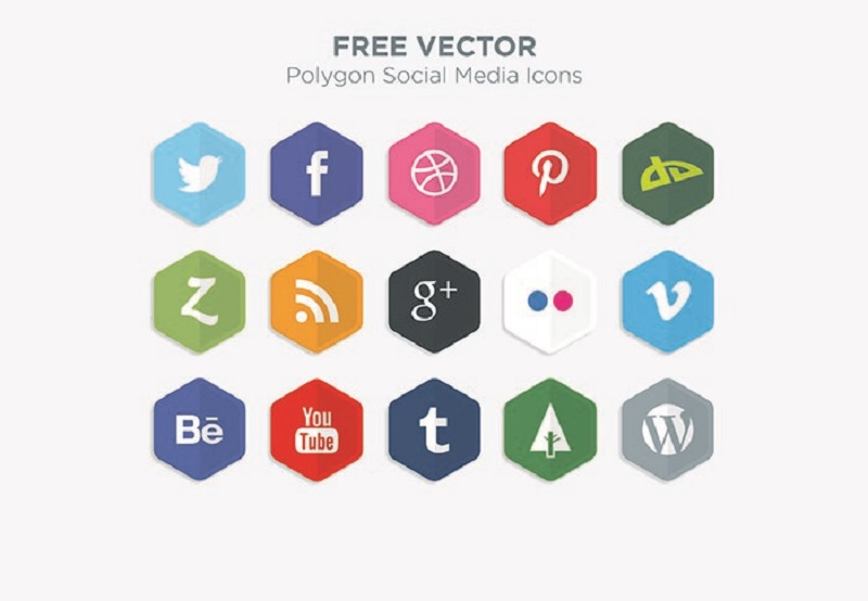 Free Vector Polygon Social Media Icons