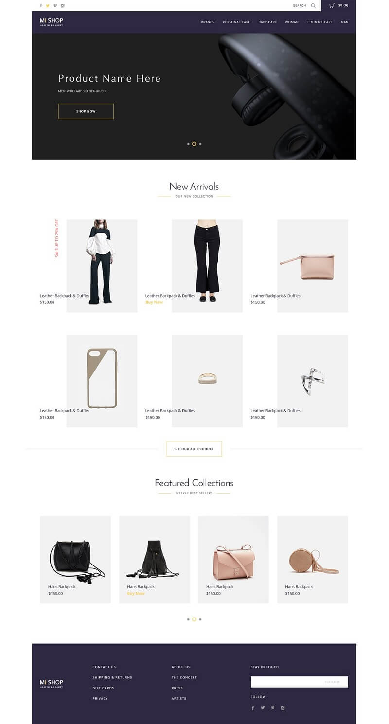 Shop E commerce Web Template PSD