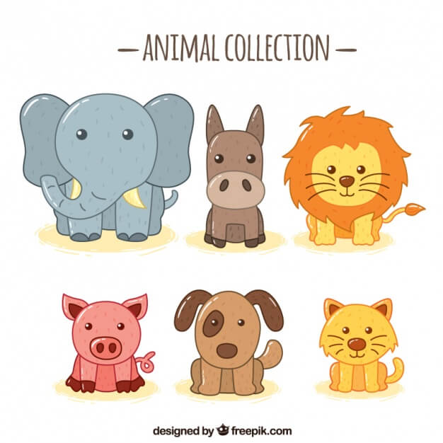 Assortment of fantastic hand-drawn animals