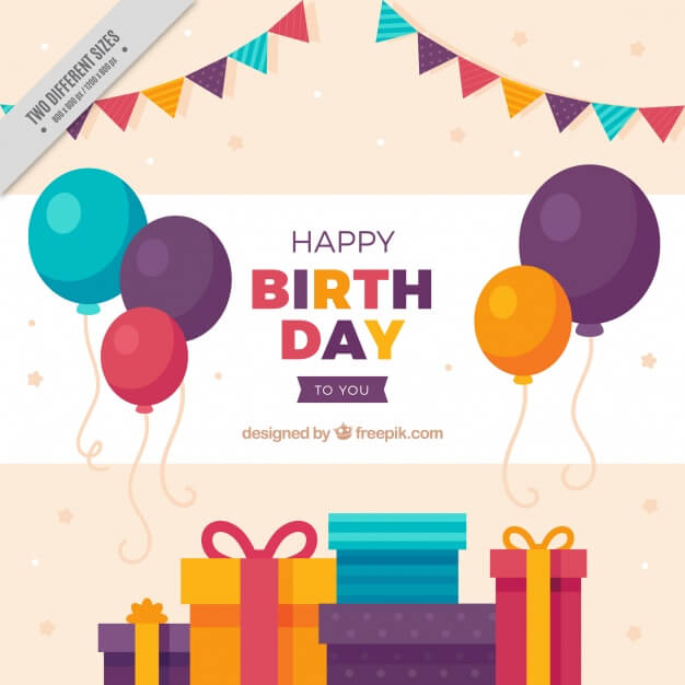 Background of balloons and colorful gifts