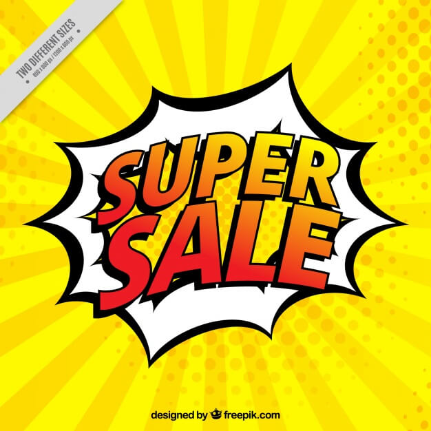 Background of super sales in comic style