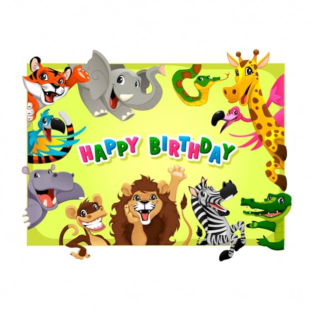 Birthday card with cute animals