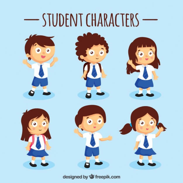 Blue Student Characters Set