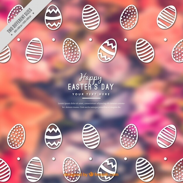 Blurred background with decorative easter eggs