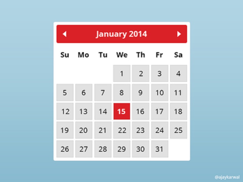 Free Calendar Widget PSD