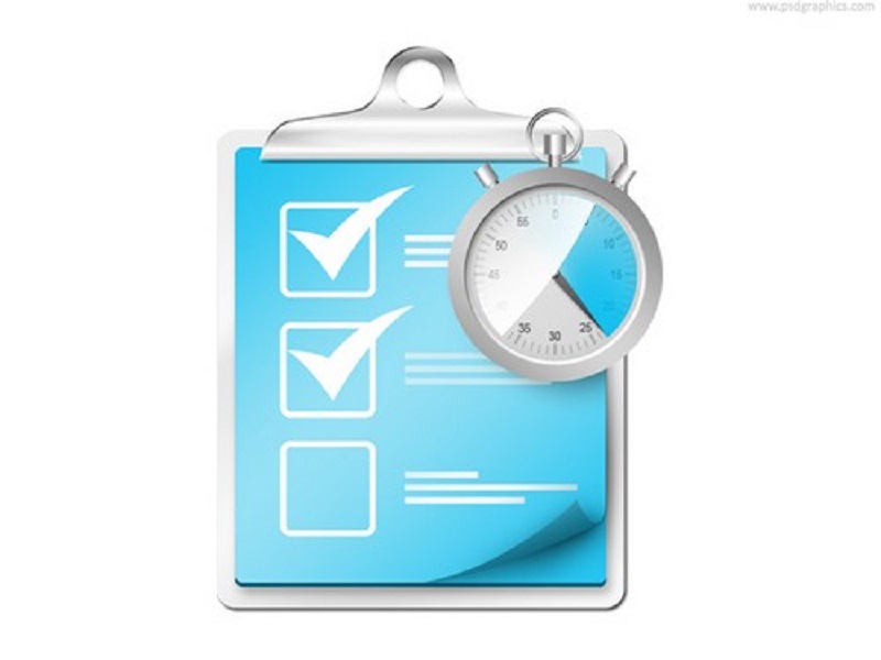 Checklist with stopwatch icon (PSD)