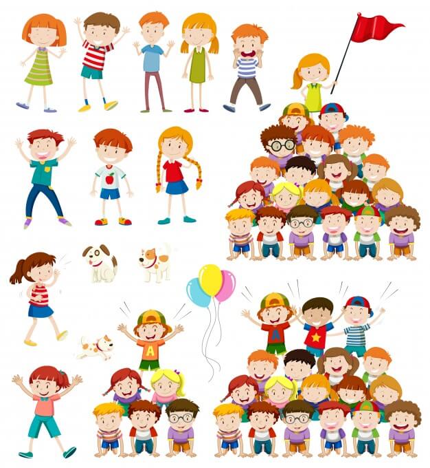 Children and human pyramid illustration