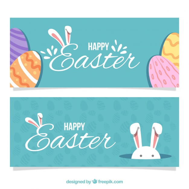 Easter day banners in vintage design