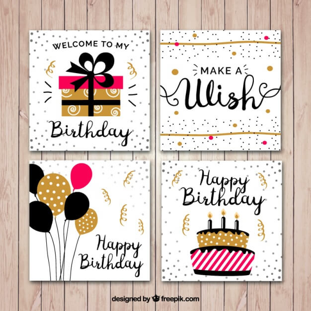 Flat birthday card set