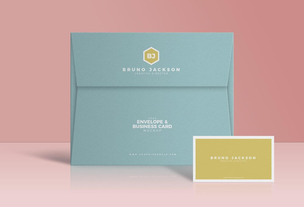 Envelope with Business Card Mockup