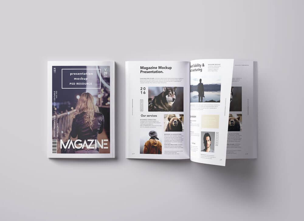 Overhead View Magazine Mockup