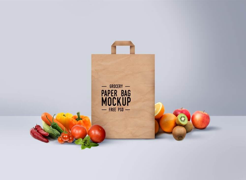 Grocery Paper Bag Mockup