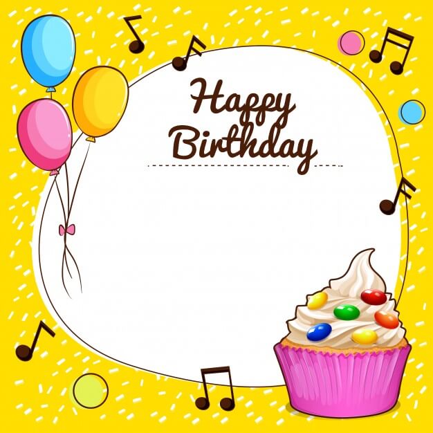 Happy birthday sign with cupcake design illustration