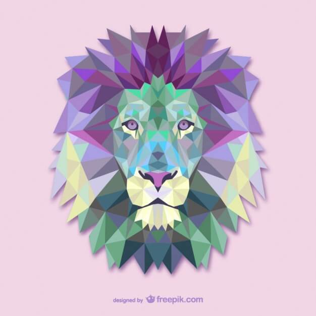 Polygonal lion head