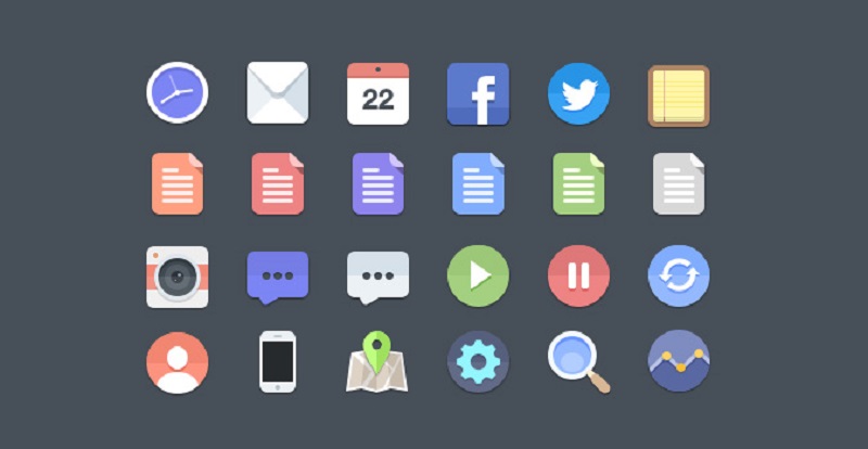 24 Flat Icons (PSD)