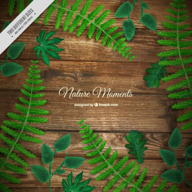 Realistic background of wooden floor with leaves