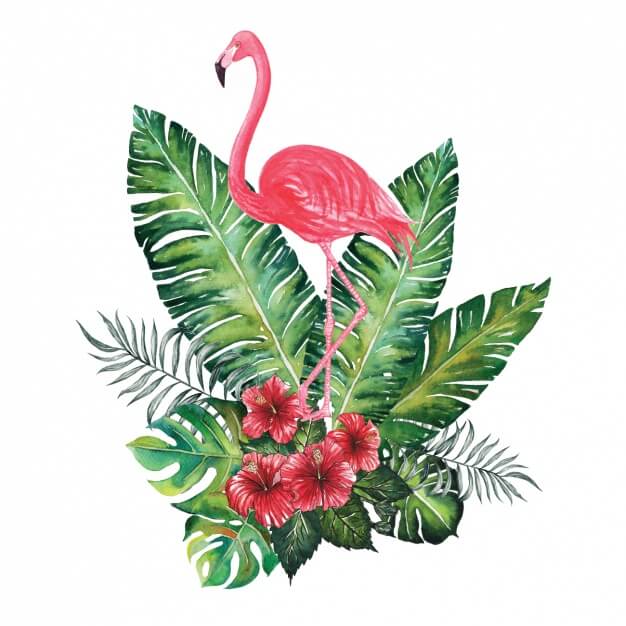 Watercolor flamingo decorative design
