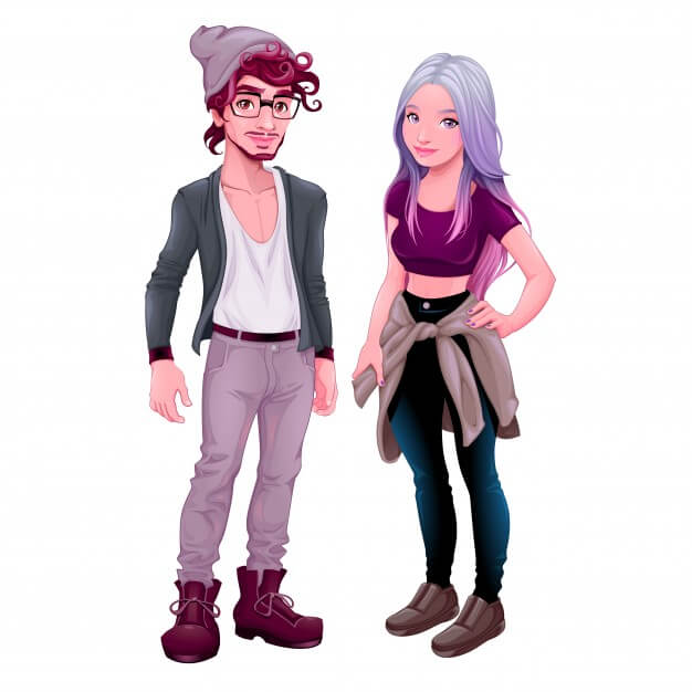 young characters in cartoon style
