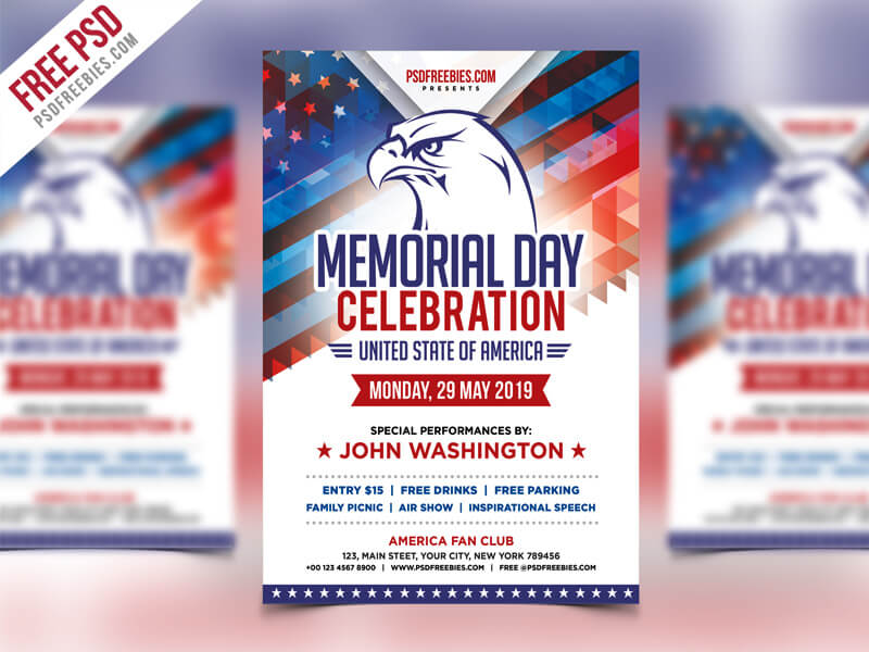 America Memorial Day Event Flyer Template PSD