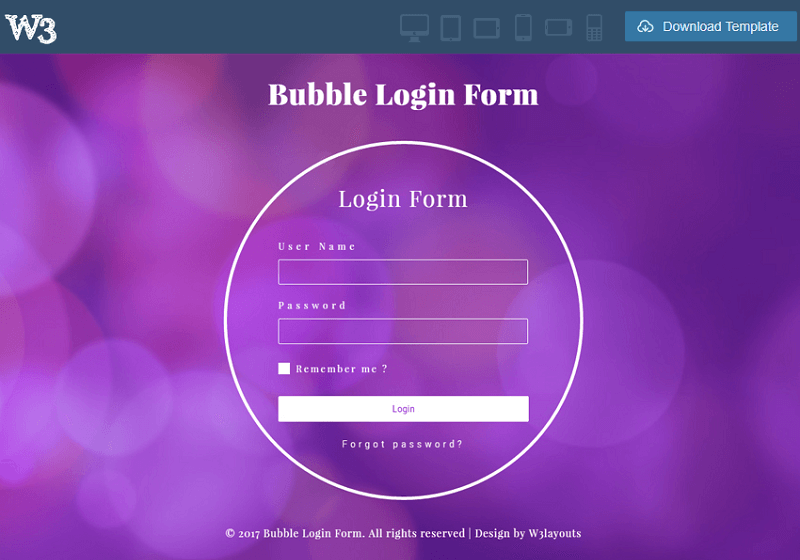 Bubble Login Form