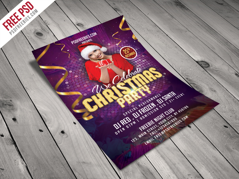 Christmas Night Party Flyer Template Free PSD