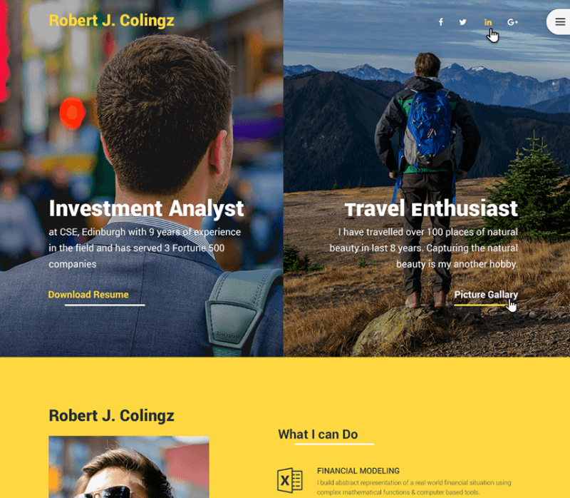 Colingz – Free Personal Web Template PSD
