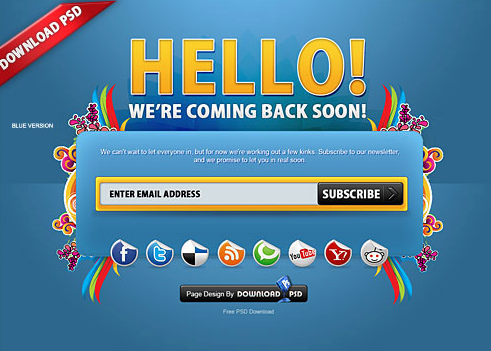 Colorful Free Coming Soon Page PSD