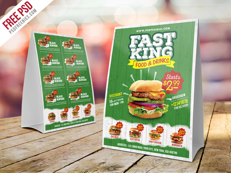 Fast Food Menu Table Tent Template