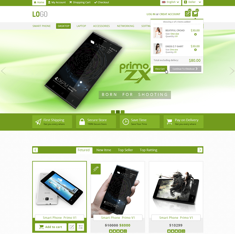 Free E commerce Web Template PSD