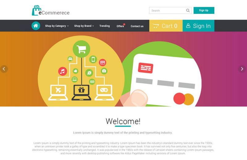 Free eCommerce Flat Web Template PSD