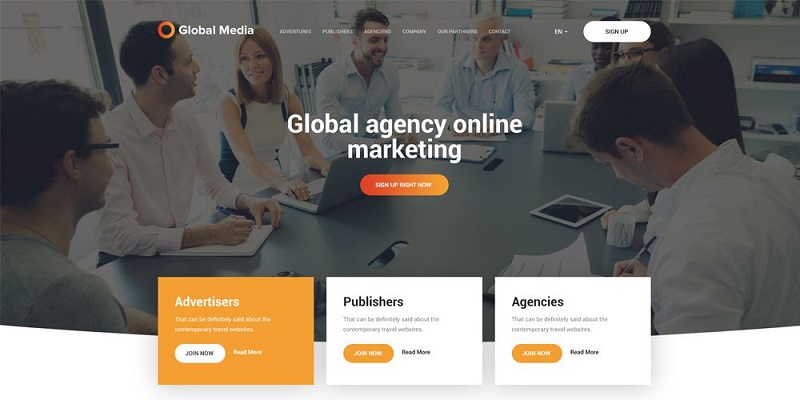 Global Media Web Template PSD