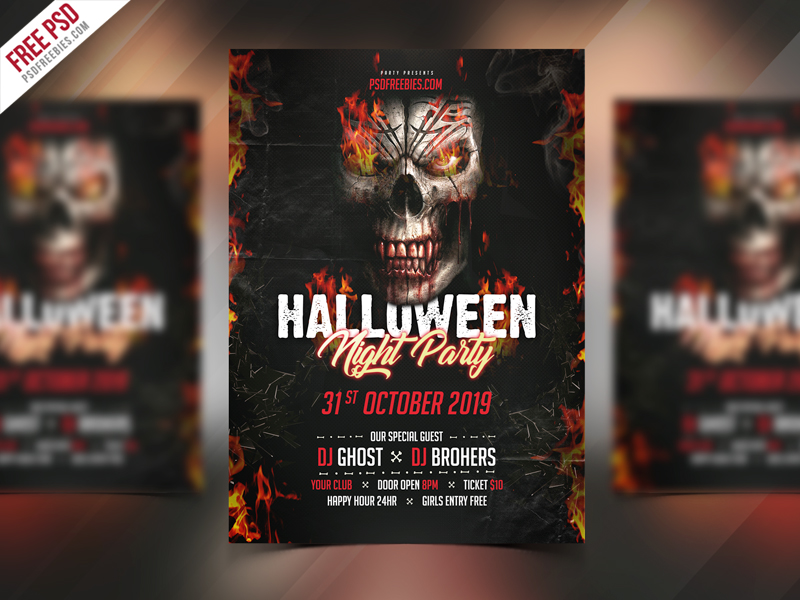 Halloween Party Invitation Flyer PSD Template