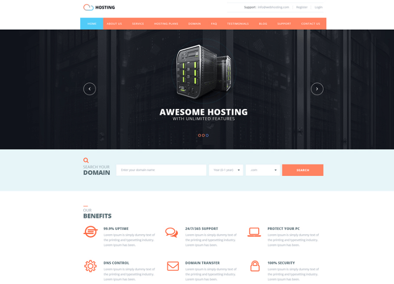 Hosting Web Template PSD