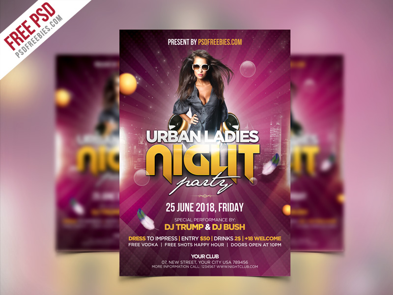 Ladies Night Party Flyer PSD Template