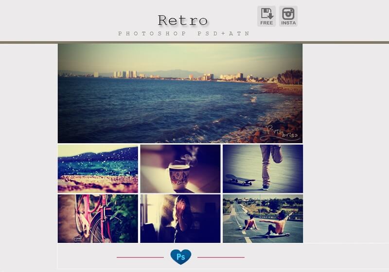 Retro Instagram Photoshop PSD+ATN
