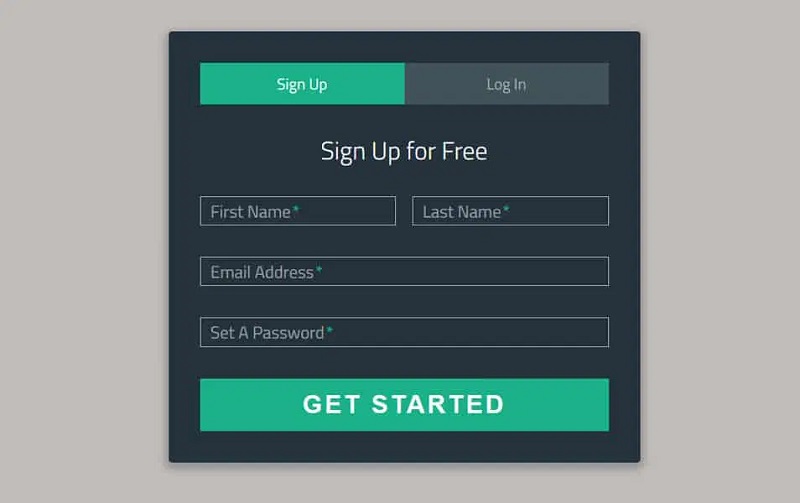 Sign Up Free HTML5 Login Form Templates