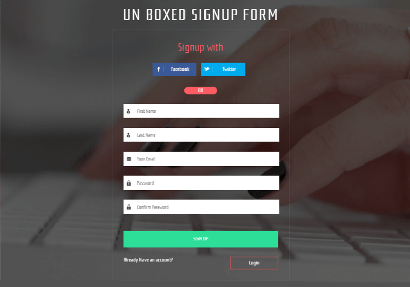 Unboxed Signup Form