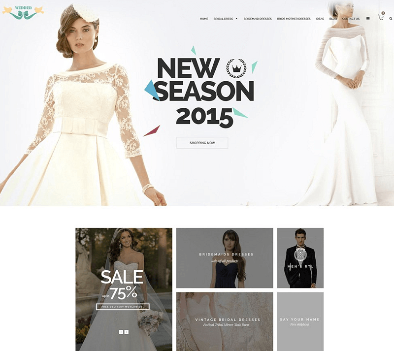 Wedding Dresses – Free Ecommerce Web Template PSD
